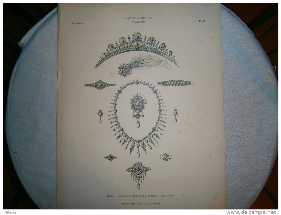 PLANCHE L ART ET L INDUSTRIE  BIJOUX    ANNEE 1886 - Autres Plans