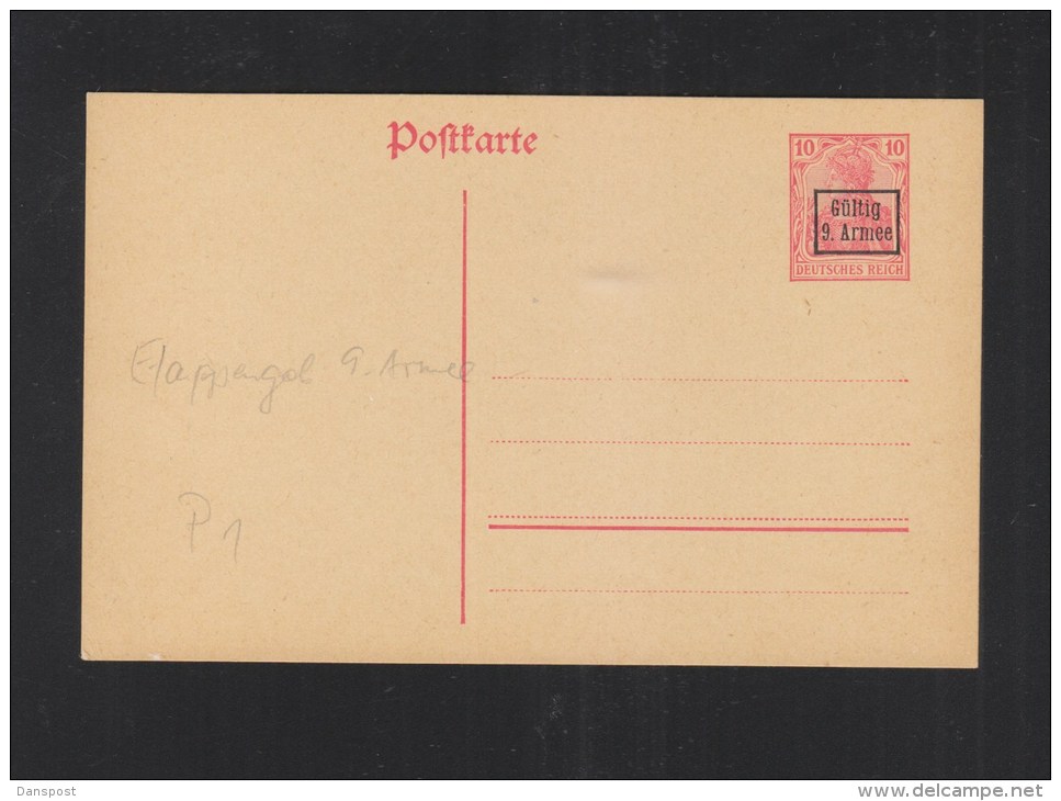 WWI German Occupation 9th Army Stationery Unused - Interi Postali