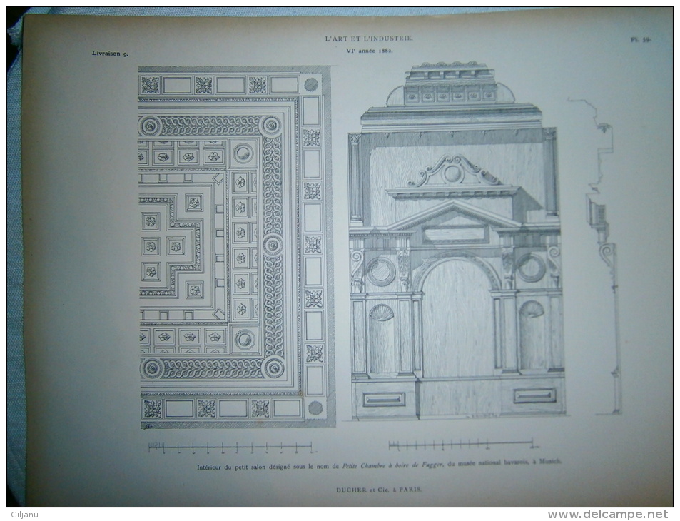 PLANCHE L ART ET L INDUSTRIE  INTERIEUR DU PETIT SALON   ANNEE 1882 - Other Plans