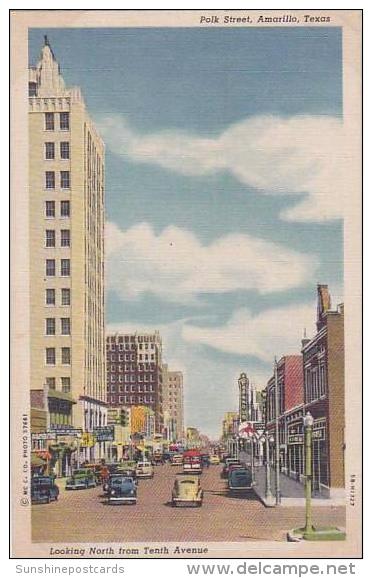 Texas Amarillo Polk Street Looking North 1954 - Amarillo