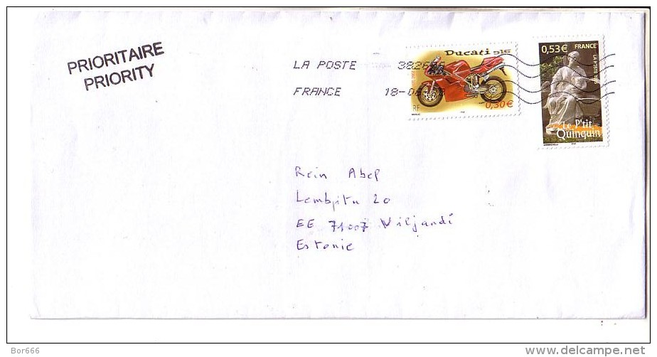 GOOD FRANCE Postal Cover To ESTONIA 2013 - Good Stamped: Monument ; Bike - Covers & Documents