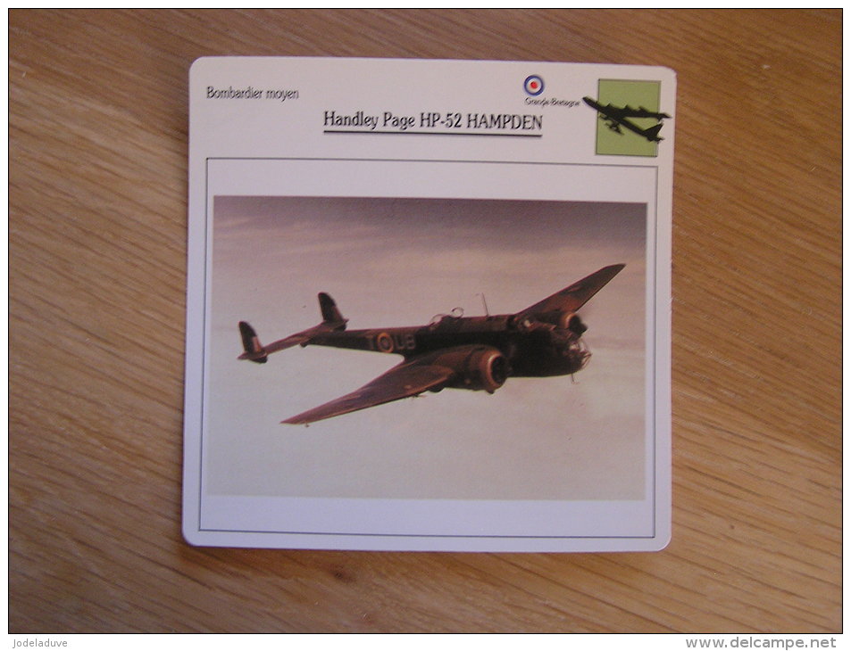 HANDLEY PAGE HP-52 Hampden  Bombardier Moyen  Grande Bretagne  FICHE AVION Avec Description    Aircraft Aviation - Vliegtuigen