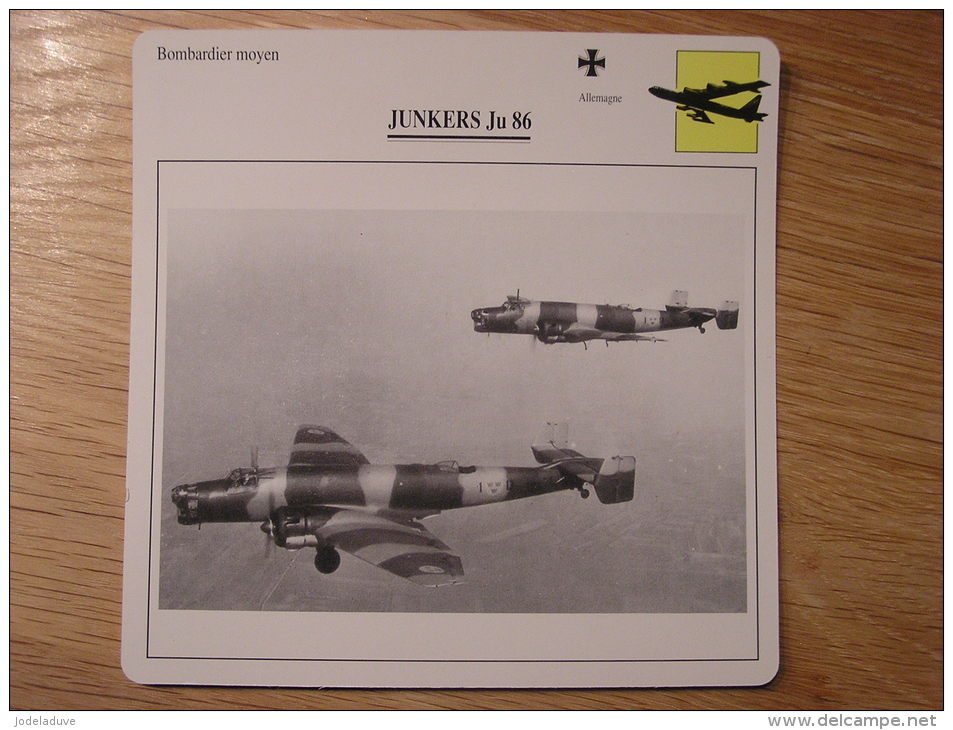 JUNKERS Ju 86 Bombardier Moyen  Allemagne Germany   FICHE AVION Avec Description    Aircraft Aviation - Avions