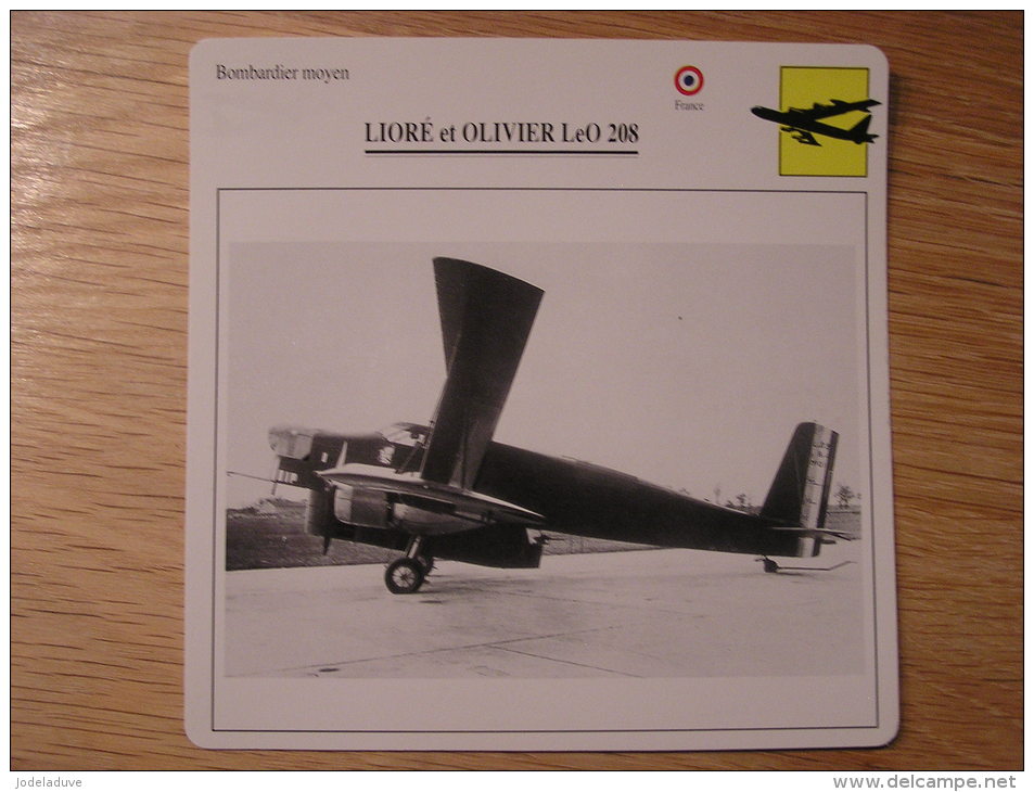 LIORE & OLIVIER LeO 208 Bombardier Moyen  France   FICHE AVION Avec Description    Aircraft Aviation - Airplanes