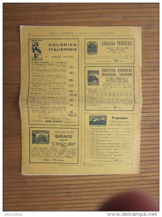 1937 Catalogue De Maison De Vente Prix Courant Général Cotation Marius Germac Paris XIVe - Cataloghi Di Case D'aste