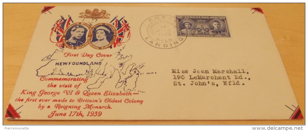 Terre-Neuve 1939, 249, Visite De George VI Et Elizabeth, FDC, Enveloppe Non Ouverte - 1908-1947