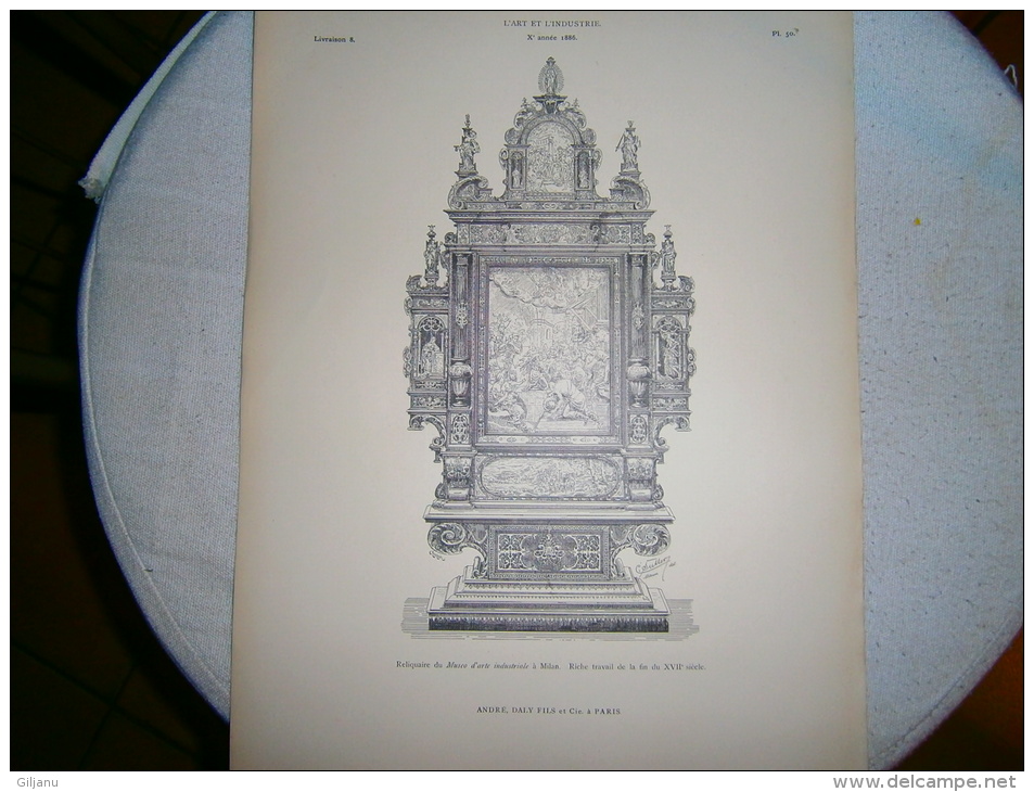 PLANCHE L ART ET L INDUSTRIE  RELIQUAIRE  ANNEE 1886 - Autres Plans