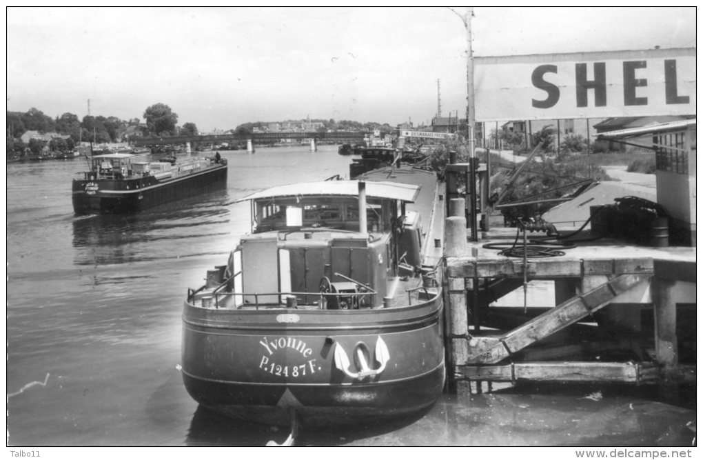 Conflans Sainte Honorine - Bords De Seine - Péniche Yvonne- Station SHELL - Encre - Other & Unclassified