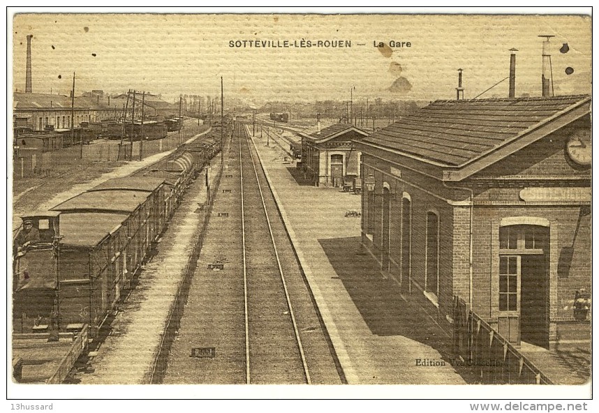 Carte Postale Ancienne Sotteville Les Rouen - La Gare - Chemin De Fer - Sotteville Les Rouen