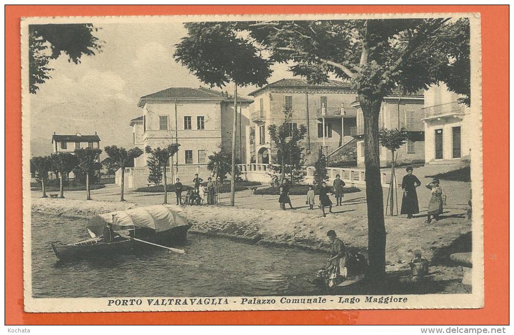 HB270, Porto Valtravaglia, Palazzo Comunale , Lago Maggiore, Animée, Circulée 1921 - Varese