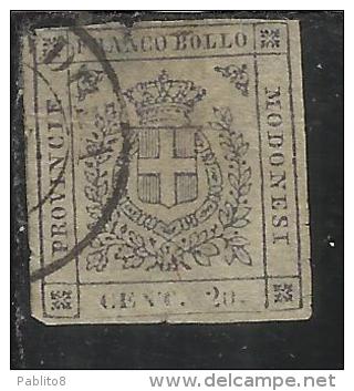 ANTICHI STATI ITALIANI ASI 1859 MODENA GOVERNO PROVVISORIO 20 CENT. LILLA GRIGIO CHIARO ANNULLATO USED - Modène