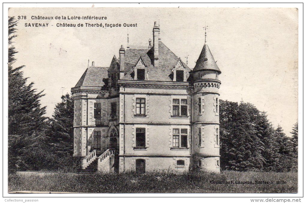 CP, 44, SAVENAY, Château De Therbé, Façade Ouest, Voyagé En 1918 - Savenay