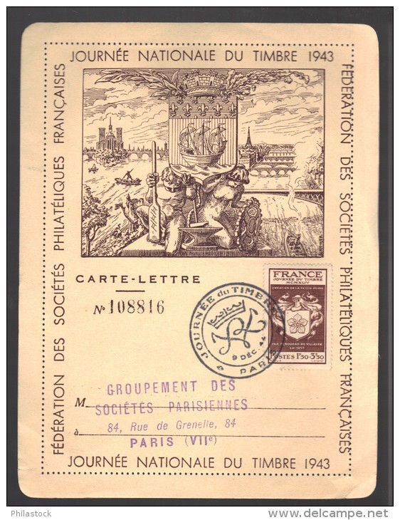 FRANCE Journée Du Timbre 1944 Obl. S/CL FDC - ....-1949