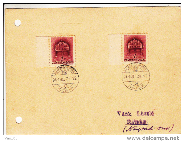 HUNGARIAN CROWN STAMPS, SPECIAL POSTMARK ON PC, 1941, HUNGARY - Lettres & Documents