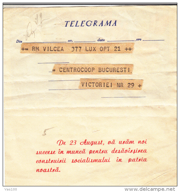 TELEGRAM FORM, DOVE, ROSES, NATIONAL DAY, ROMANIA - Télégraphes