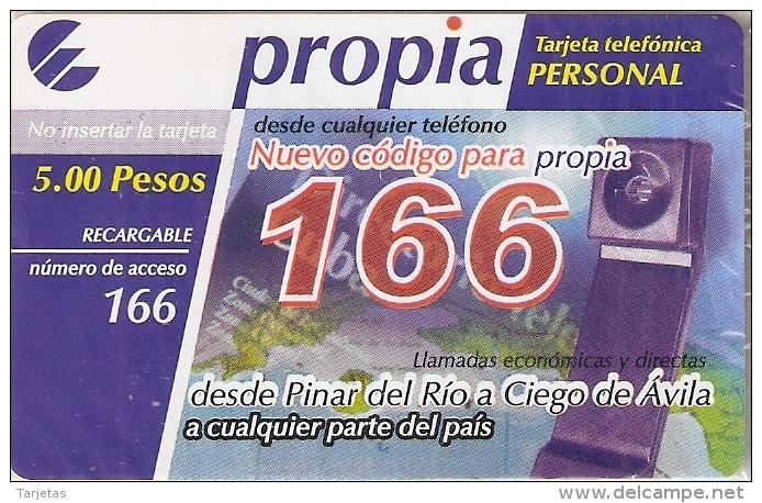 PR-017 TARJETA DE CUBA DE NUEVO SERVICIO 166  (NUEVA-MINT) - Cuba