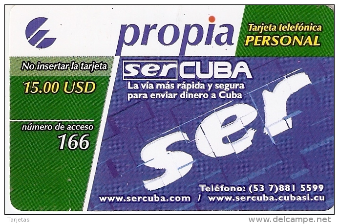 PRD-012 TARJETA DE CUBA PROPIA DE $15 DE SER CUBA - Kuba
