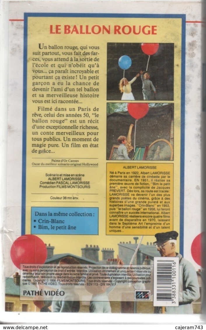 K7,VHS. LE BALLON ROUGE. Albert LAMORISSE. - Comédie