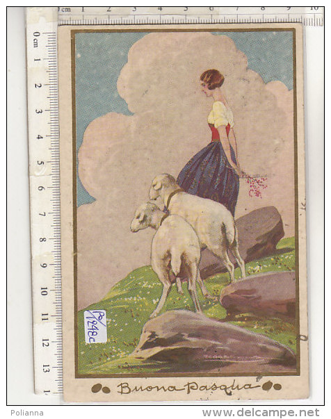 PO1248C#  BUONA PASQUA - ILLUSTRATORI T.CORBELLA - ART DECO - DONNE GREGGE PECORE  VG 1930 - Corbella, T.