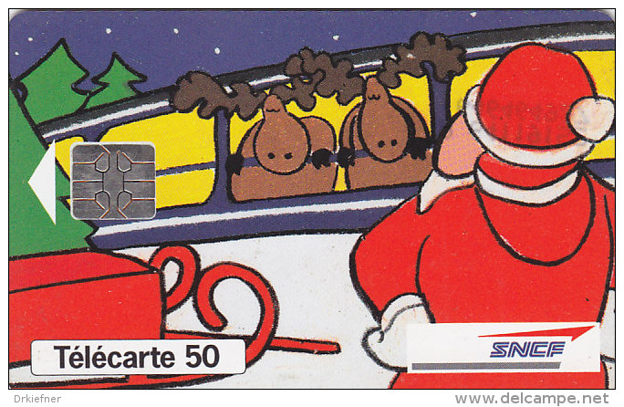 Telefonkarte  A4C114261 - 12/94 - 2 500 000 Ex., 50 Unités, France Télécom, SNCF Weihnachtsmann, Elch - Weihnachten