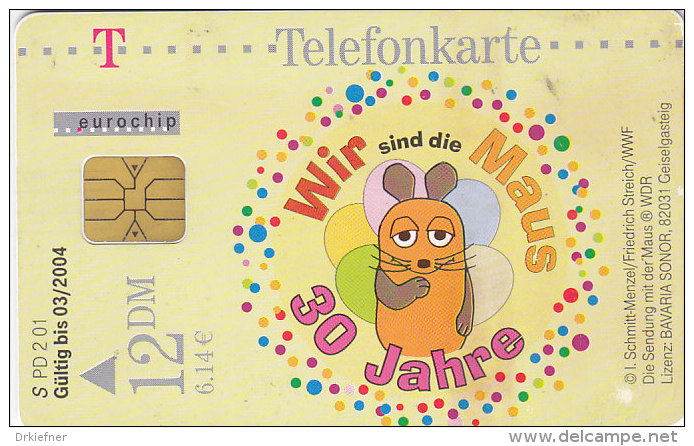 Telefonkarte  S PD 02/01, 12 DM, DTMe, Sendung Mit Der Maus, Wir Sind Die Maus - 30 Jahre - BD