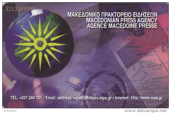 Telefonkarte  02/99- 100 000, 100 Units, Mazedonien, Makedonian Press Agency - Werbung