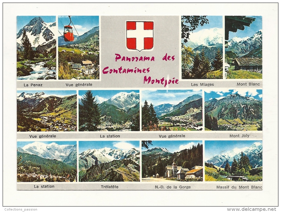 Cp, 74, Contamines Montjoie, Multi-Vues,  Voyagée 1987 - Contamine-sur-Arve