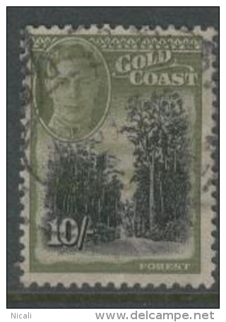 GOLD COAST 1952 10/- Black + Sage SG165 U EL242 - Goudkust (...-1957)