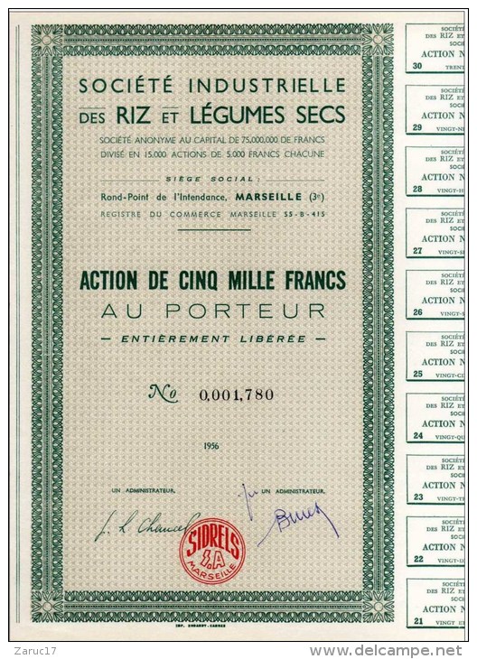 Action Industrielle Des Riz Et Legumes Secs 1956 Marseille - Agriculture