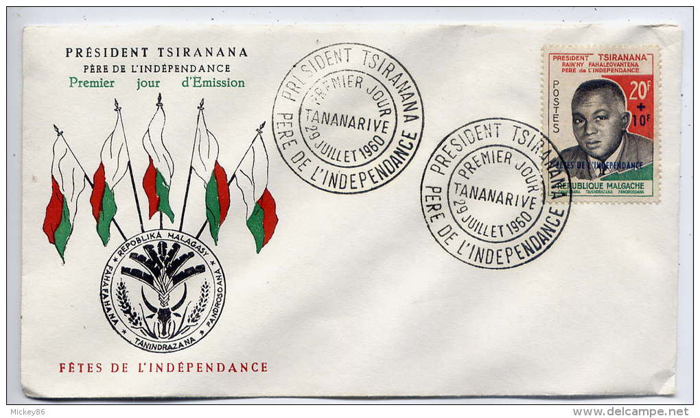 MADAGASCAR-- 1960-----Lettre FDC 1er Jour----Président TSIRANANA--Père De L'Indépendance - Madagaskar (1960-...)