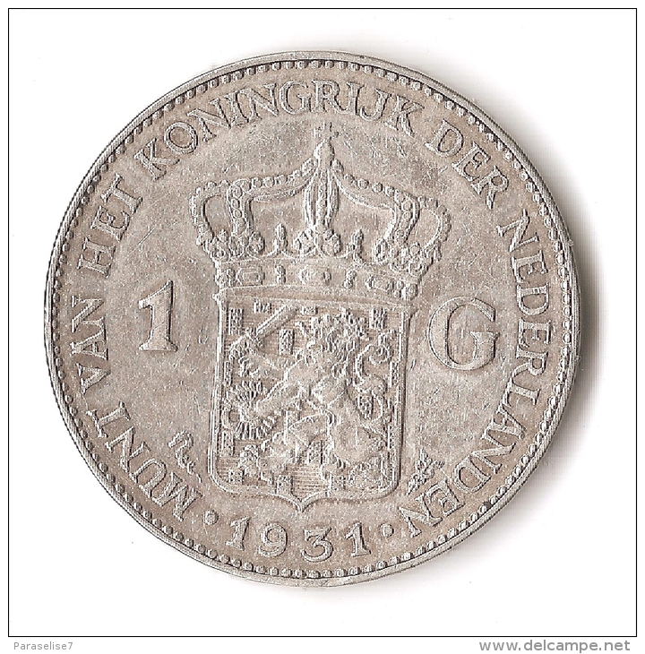 PAYS-BAS  1  GULDEN  1931  ARGENT - 1 Gulden