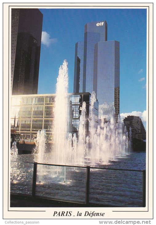 Cp , 92 , LA DÉFENSE , La Tour ELF Aquitaine Et La Fontaine De Yaacov AGAM - La Defense