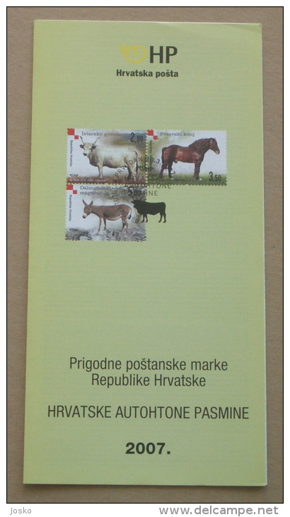 CROATIAN AUTOCHTHONOUS BREEDS - Croatia Post Postage Stamp Prospectus ( Dalmatian Donkey Posavina Horse Istrian Ox ) - Anes