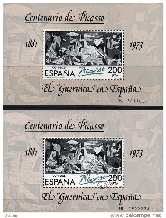 Typ I Maler Pablo Picasso 1981 Spanien Block 23 I ** Plus O 6€ Gemälde Guernica M/s Art Bloc Painting Sheets Bf ESPANA - Blocs & Feuillets