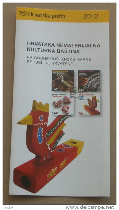 CROATIAN INTANGIBLE CULTURAL HERITAGE - Croatian Post Postage Stamps Prospectus * Hvar Lace St. Blaise Gingerbread Craft - Textile