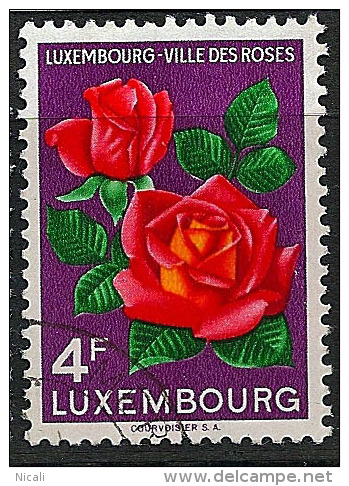 LUXEMBOURG 1956 4f Roses SG 604 U JR14 - Used Stamps