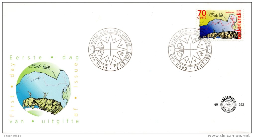 PAYS-BAS. N°1399 Sur Enveloppe 1er Jour (FDC) De 1992. Abel Tasman/Cartographie. - Explorers