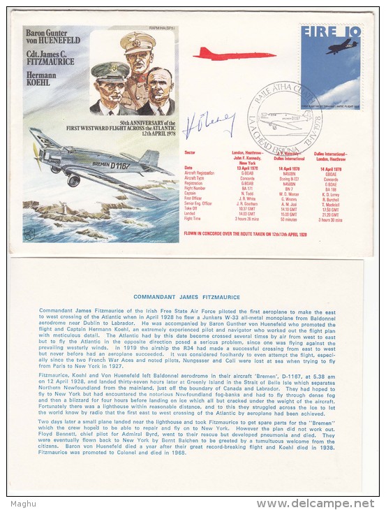 Concorde Flight Cove, British Airways, RAF 1978, Autograph, Airplane, Militaria, War History, Radio, Lighthouse, Ireland - Covers & Documents