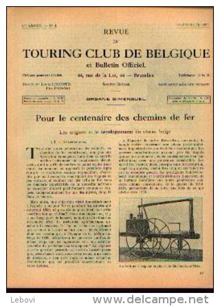 Dans « Touring  Club De Belgique» 15/02/1935 : « Pour Le Centenaire Des Chemins De Fer» - Autres & Non Classés