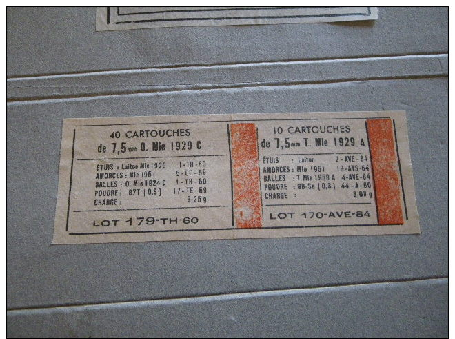 Emballage En Carton Pour Munitions Du Fusil Mitrailleur AA 52 Daté 1964. - Equipement