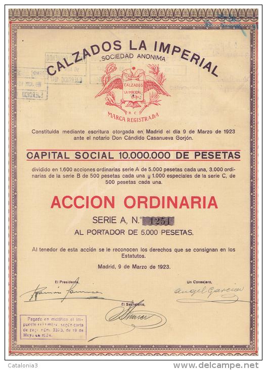 ACCION ANTIGUA - ACTION ANTIQUE = Calzados La Imperial 1923 Con Sellos En Reverso - Otros & Sin Clasificación