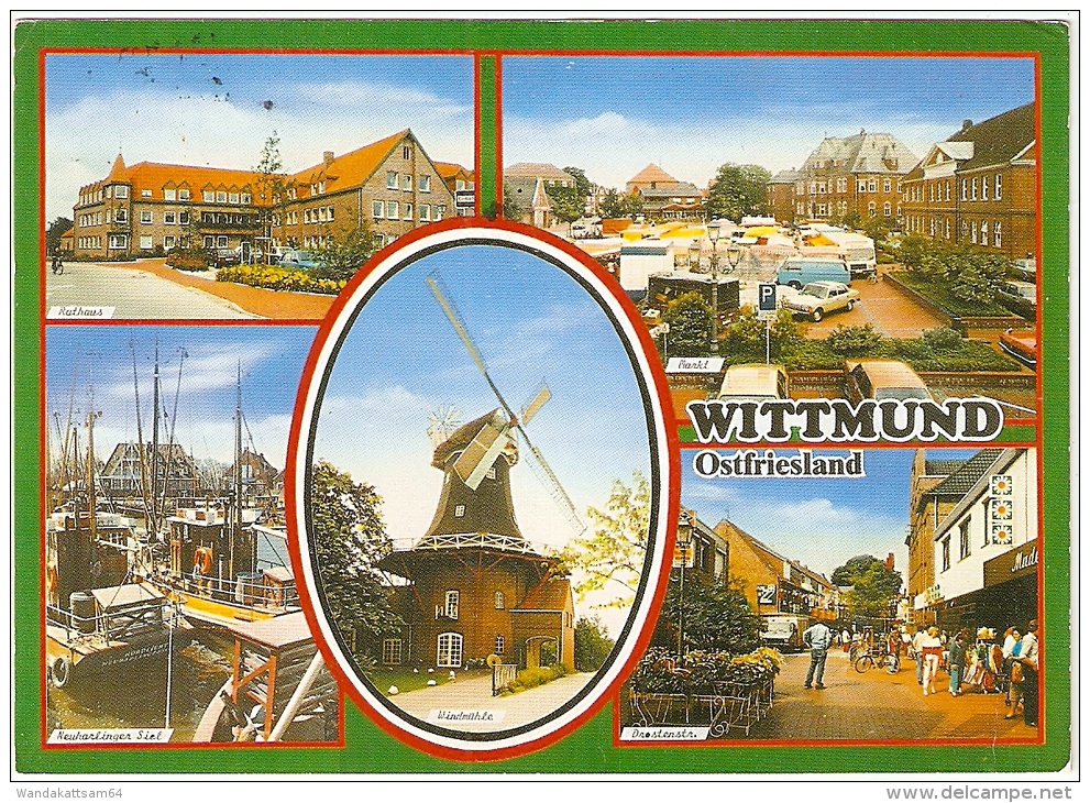 AK WITTMUND Ostfriesland Mehrbildkarte 5 Bilder Mit Windmühle 17.7.89-18 2944 WITTMUND Ma - Wittmund