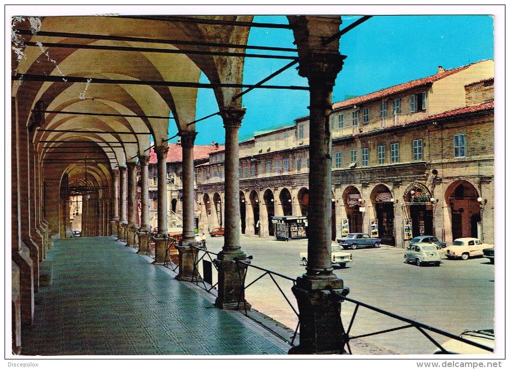 Y965 Fermo - Portici E Piazza Del Popolo - Auto Cars Voitures / Viaggiata 1968 - Fermo