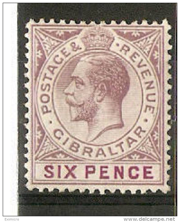 GIBRALTAR 1912-24  6d  SG 80 WATERMARK MULTIPLE CROWN CA LIGHTLY MOUNTED MINT Cat £9.00 - Gibraltar