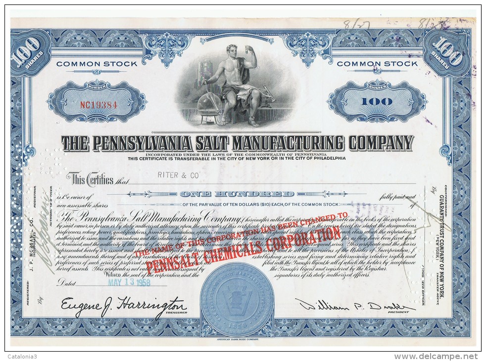 ACCION ANTIGUA - ACTION ANTIQUE = Pensilvania Salt Manufacturing Company Años 50 Roja - Otros & Sin Clasificación