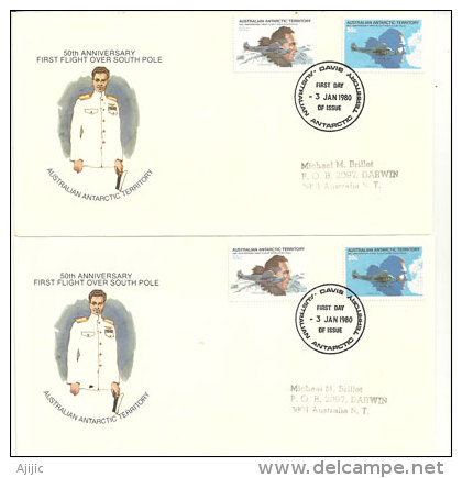 Premiere Expedition Aerienne Antarctique Richard Byrd En 1929 (avion Ford Trimotor) 2 FDC´s - FDC