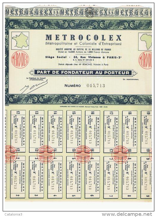 ACCION ANTIGUA - ACTION ANTIQUE = METROCOLEX - Paris - Otros & Sin Clasificación