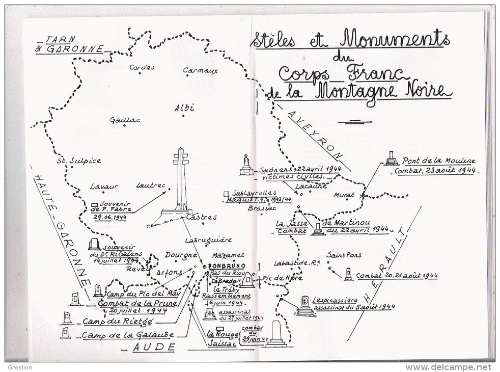 LIVRET COMMEMORATIF DU 45 E ANNIVERSAIRE DU CORPS FRANC DE LA MONTAGNE NOIRE  1989 - Geschiedenis