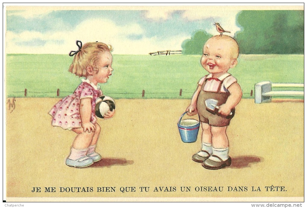 ENFANT HUMOUR ILLUSTRATEUR ILLUSTRATRICE WS "JE ME DOUTAIS BIEN QUE TU AVAIS UN OISEAU DANS LA TETE" GARCON COLPRINT 186 - Humorvolle Karten