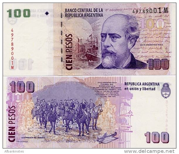 ARGENTINA    100 Pesos    P-357   ND (2002)    UNC  [sign. Marcó-Cobos] - Argentine